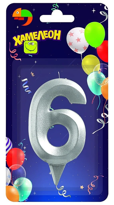 

Свеча Хамелеон Цифра 6 Грань, в ассортименте 1 шт