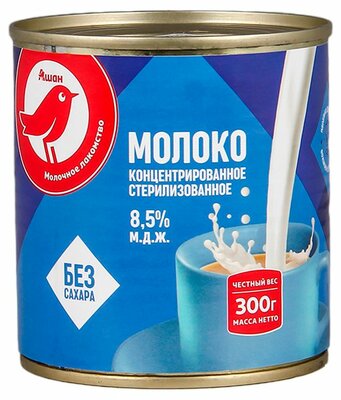 Молоко Ашан Красная птица концентрированное стерилизованное 8,5%