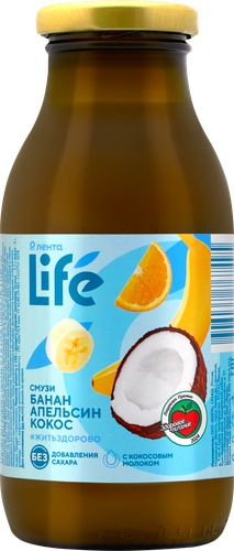 

Смузи Лента Life Банан, апельсин, кокос, 0.3 л