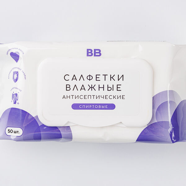 Салфетки влажные антисептические спирт., 50 шт