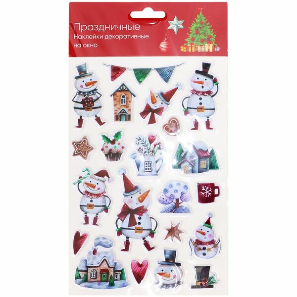 Наклейки Праздничные на окно декоративные Маркет в ассортименте 
