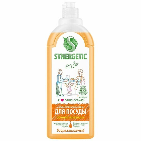 Средство для мытья посуды Synergetic Сочный апельсин 1 л крышка в ассортименте