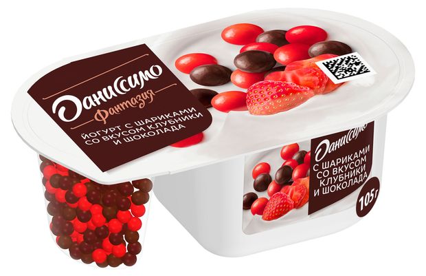 

Йогурт Даниссимо Фантазия клубника и молочный шоколад с хрустящими шариками в глазури 6.9% 105 г