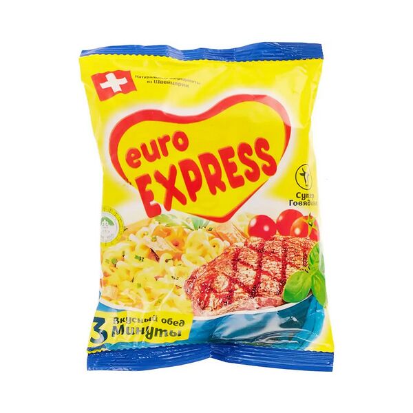 Лапша б/п Euro EXPRESS со вкусом супер говядины 60г
