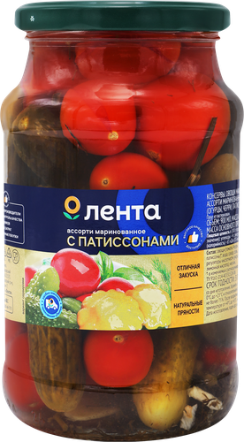 

Ассорти овощное Лента с патиссонами, 900 мл