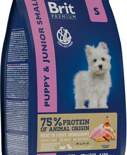 Сухой корм для щенков Brit Premium Dog Puppy and Junior Small с курицей 1кг