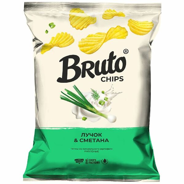 Чипсы Bruto из натурального картофеля со вкусом сметаны и лука 120 г