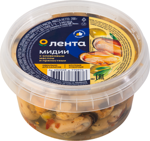 

Мидии Лента с оливковым маслом и пряностями 200 г