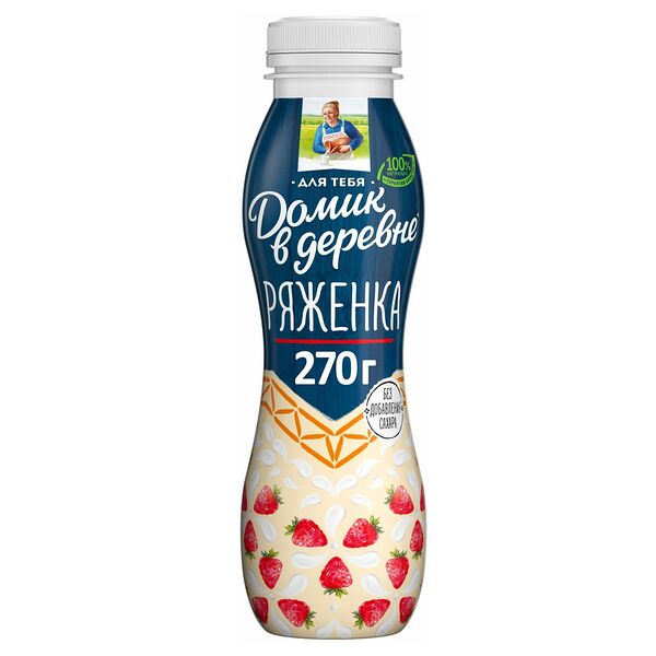 Ряженка Домик в деревне Для тебя Клубника 2.1% 270 г