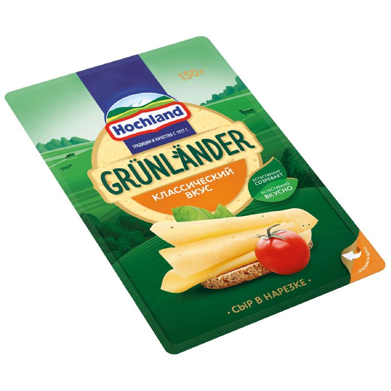

Сыр Hochland Grunlander нарезка 50% 150 г