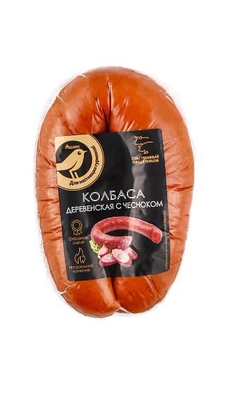 Колбаса полукопченая АШАН Золотая птица Деревенская с чесноком