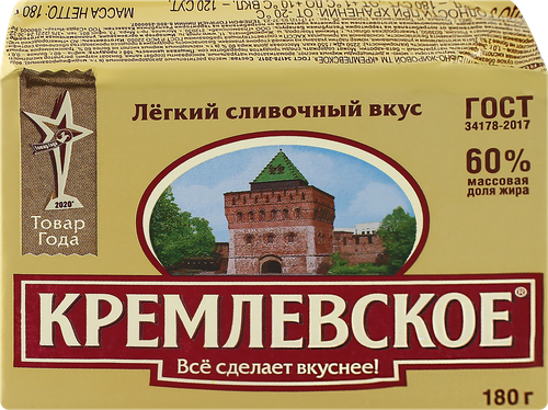 

Спред Кремлевское растительно-жировой 60% 180 г