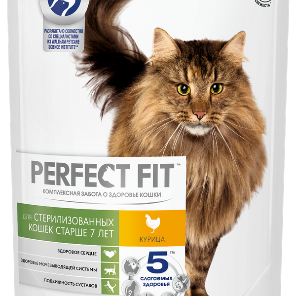 Cухой корм Perfect Fit для стерилизованных кошек старше 7 лет, с курицей, 650 г