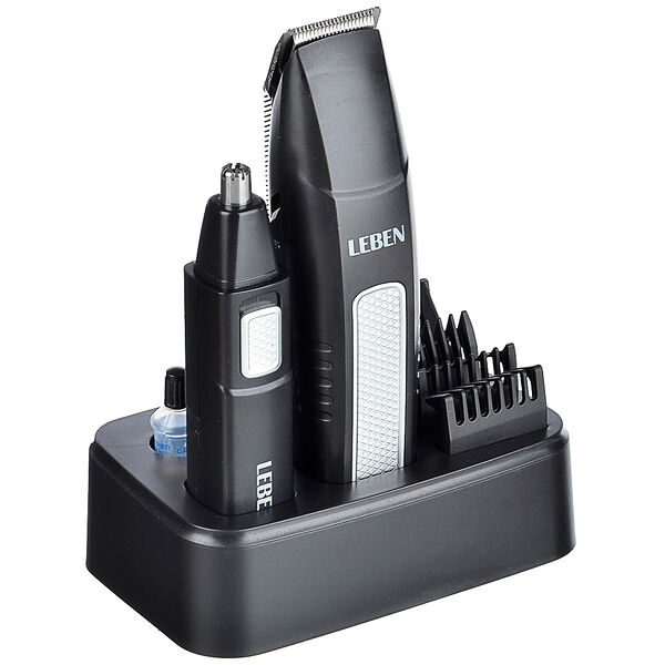 Набор с триммером Leben для усов бороды и носа, 4 насадки