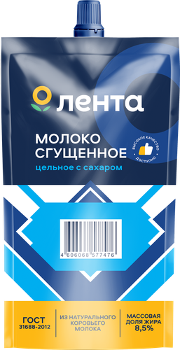 

Молоко сгущенное ЛЕНТА с сахаром, 100г