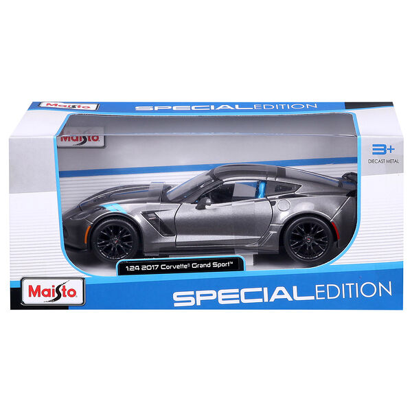 Машинка die-cast 2017 Corvette Grand Sport 1:24 серебристая открывающ двери Maisto 31516GY