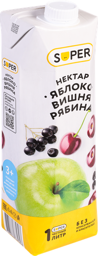 

Нектар Super Яблоко, вишня, рябина, 1 л