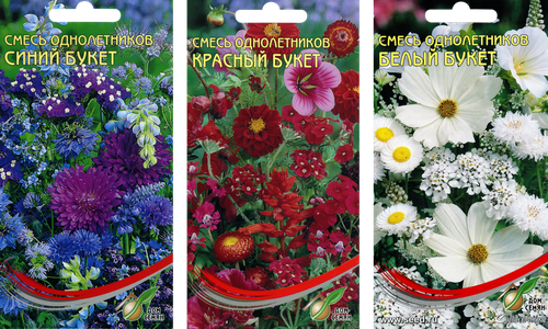 

Семена ДОМ СЕМЯН Смесь однолетних цветов Синий Букет/Красный букет/Белый букет, 5г