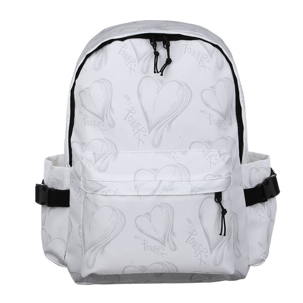 Рюкзак подростковый 42х30х14см, 1 отд., 4 карм.(1 на спинке), бок.утяж., светоотр.принт, пэ, молоч.