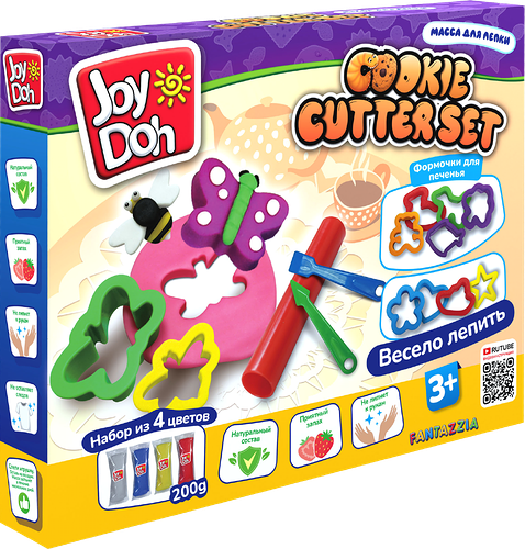 Масса для лепки Joy Doh Cookie cutter set изучаем цвета и формы