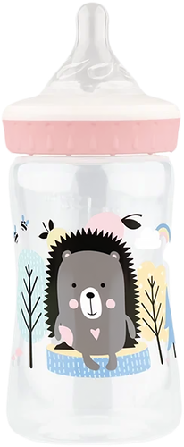 Бутылочка для кормления LUBBY с широким горлом и силиконовой молочной соской, с 0 месяцев, Арт. 20154ё