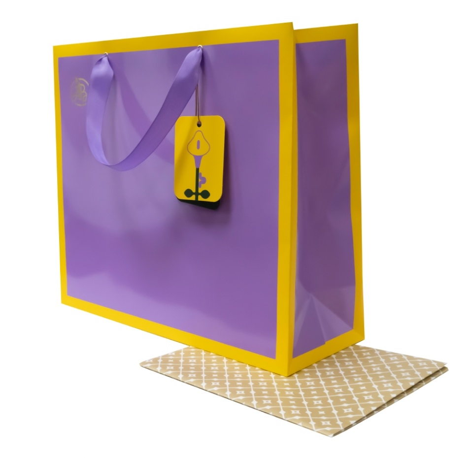 

Пакет подарочный «Азбука вкуса» фиолетово-желтый с открыткой 40х35х14, Россия