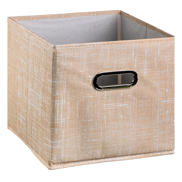 Vetta лён короб стеллажный с вырубной ручкой, 25х25х25см, полиэстер, бежевый