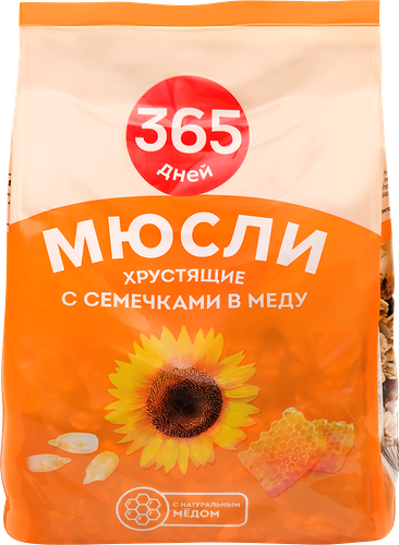 Мюсли хрустящие 365 ДНЕЙ с семечками в меду 400 г