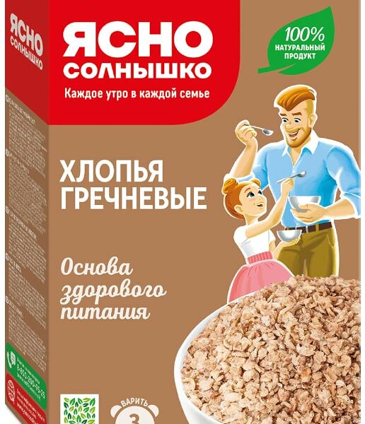 Хлопья Ясно солнышко Гречневые 375г