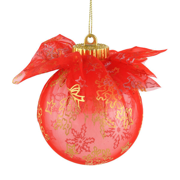 Сноу бум шар 8 см в вуали, красный, пластик, полиэстер, арт.23-8