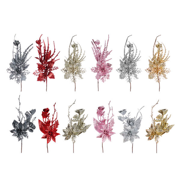 Сноу бум украшение декоративное в виде веточки, пластик, 23-24см, 2 дизайна