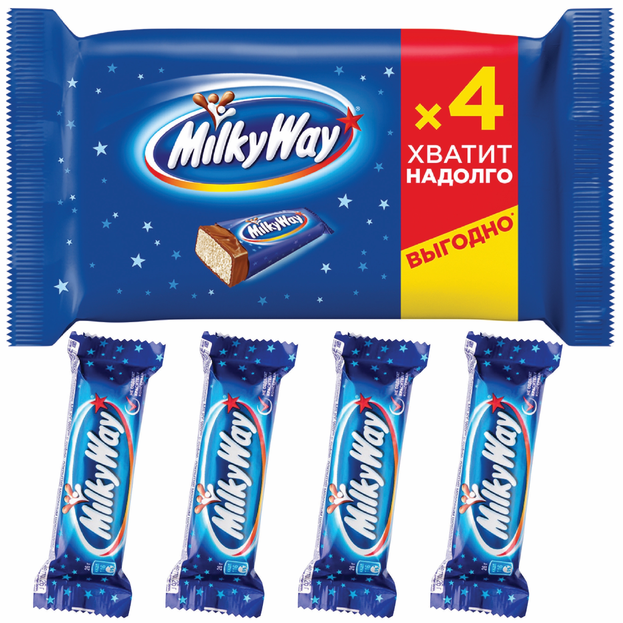 

Шоколадный батончик Milky Way с суфле 4 шт 104 г