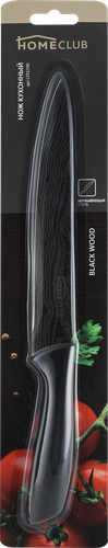 

Нож кухонный HOMECLUB Black Wood 19см, нержавеющая сталь, ручка soft-touch