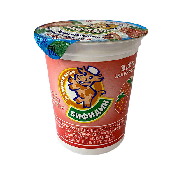 Бифидопродукт Бифидин-СА аром Клубника 3,2% 200г п/ст