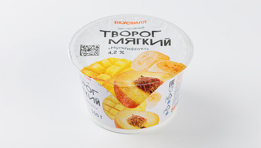 Творог мягкий Мультифрукт Вкусвилл однородный 4.2%