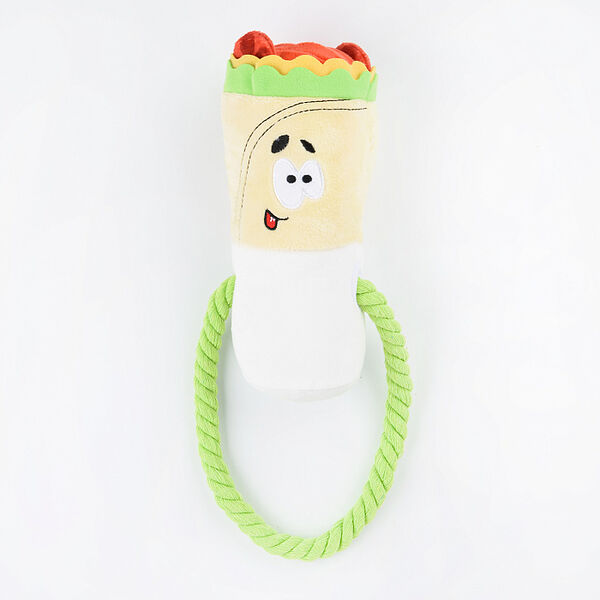 Игрушка Mr.Kranch для собак Шаурма плюшевая с канатиком и пищалкой 21 см