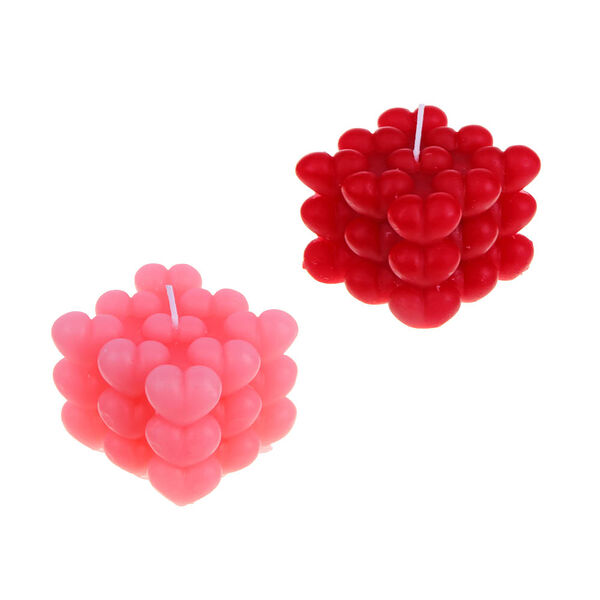 Формовая, ароматическая свеча Ladecor куб с сердечками, аромат фрезия цвет розовый/красный в ассортименте