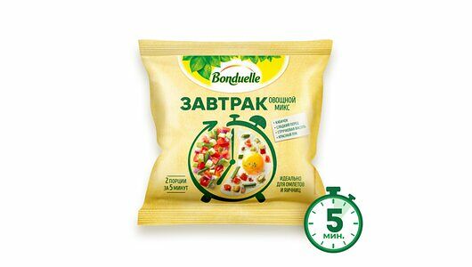 Овощи замороженные Bonduelle Завтрак с кабачком, смесь для омлета и яичницы, 200 г