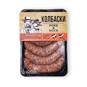 Колбаски из свинины с уткой Открытый огонь 500г, Россия