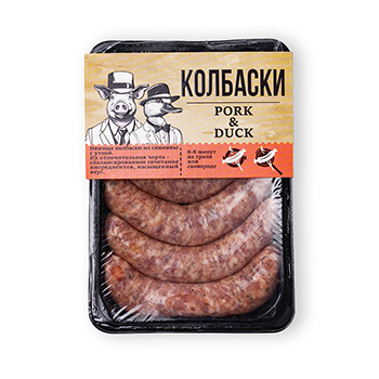 

Колбаски из свинины с уткой Открытый огонь 500г, Россия