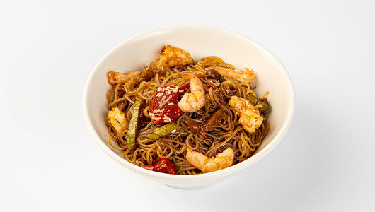 Вок фунчоза с креветками