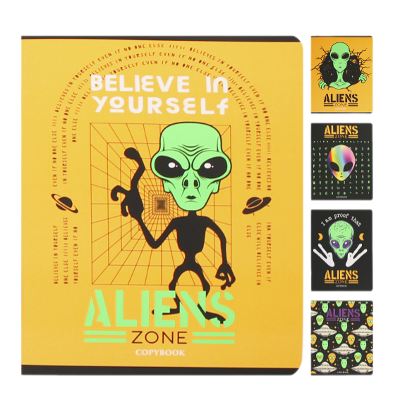 Тетрадь Collezione Территория пришельцев в клетку А5, 48л, 1шт в ассортименте