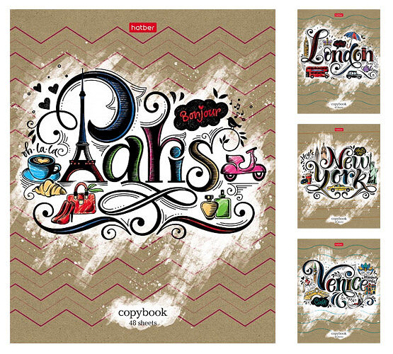 Тетрадь 48л А5 клетка на скобе КРАФТ серия CityСraft 48Т5В1