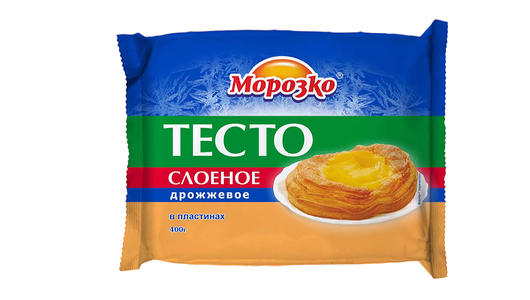 Тесто дрожжевое Морозко слоёное в пластинах 400г