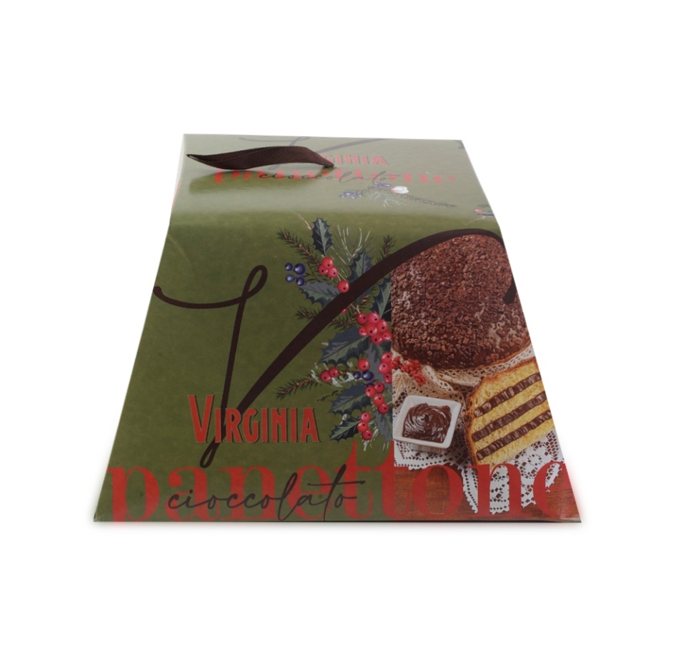 

Кулич с шоколадным кремом и шоколадной глазурью в подарочной упаковке, Amaretti Virginia, 850 г, Италия