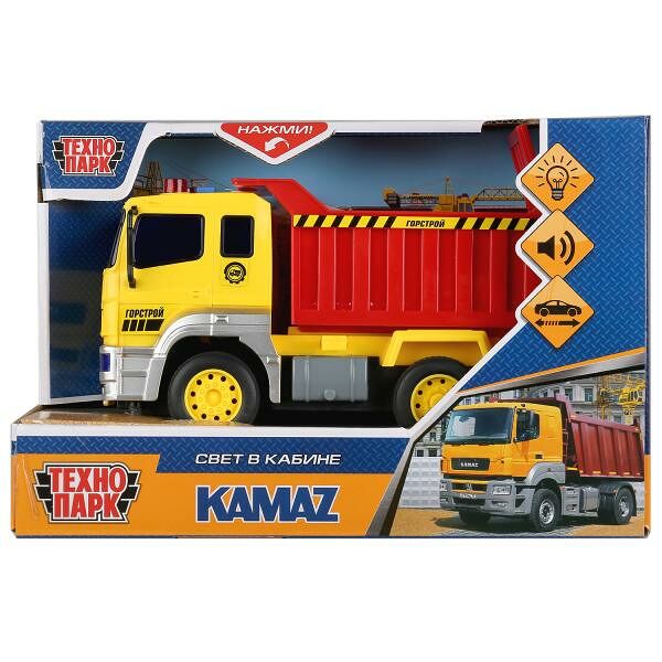 Машина пластик свет-звук KAMAZ камаз САМОСВАЛ 17 см свет в каб инерц