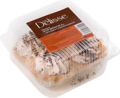 

Пирожное Delisse Корзиночка с начинкой крем-брюле и вареная сгущенка 180 г