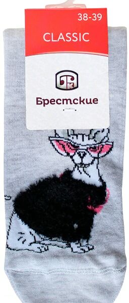 Носки женские Брестские Classic светло-серый меланж Размер 37-38