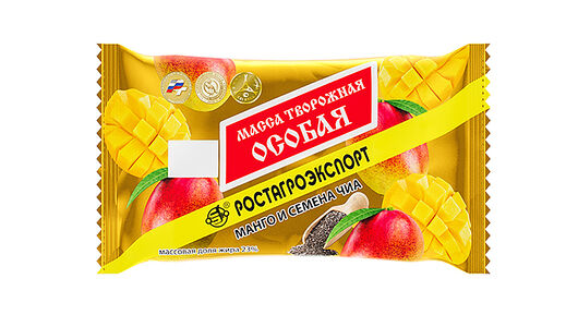 Масса творожная Ростагроэкспорт Особая с сахаром манго и семенами чиа 23%