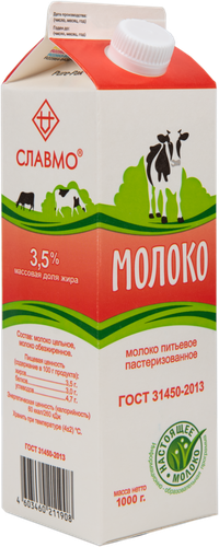 

Молоко Славмо пастеризованное 3.5%, 1 кг